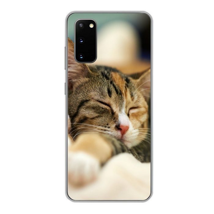 MuchoWow Handyhülle Katzen - Schlafen - Vorleger Phone Case Handyhülle Samsung Galaxy S20 Silikon Schutzhülle