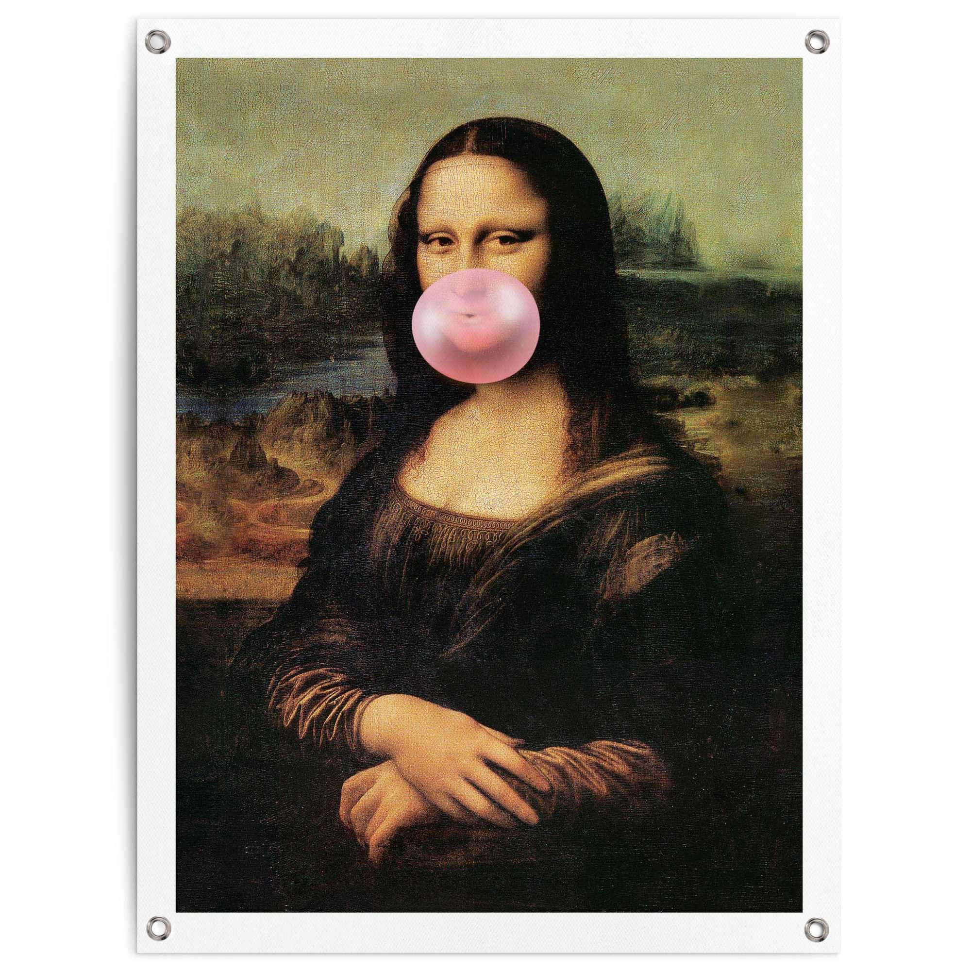 Reinders! Poster Mona Lisa - bubblegum, Garten - Leonardo da Vinci - Kaugummi - Braun - Leinwand - Humor