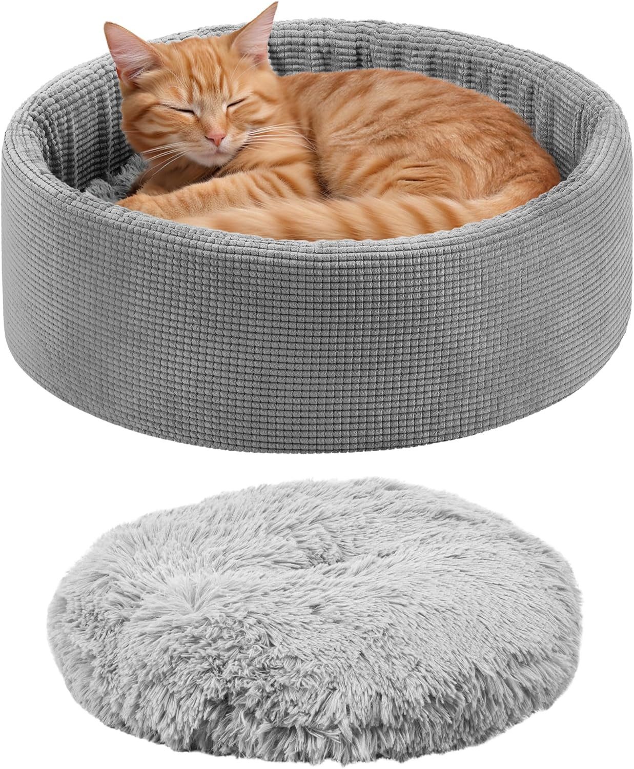 Navaris Tierbett Navaris Katzenbett mit Kissen, waschbar, für Katzen & kleine Hunde