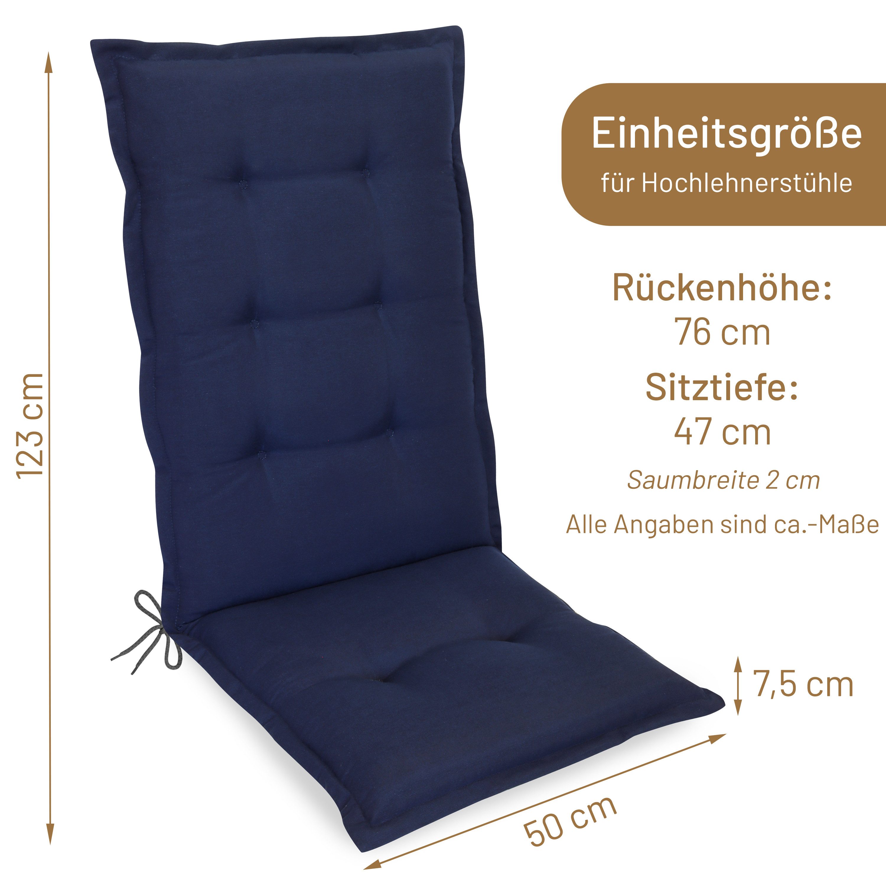 Herlag Hochlehnerauflage Valeria Gartenstuhlauflage für Hochlehner 123x50x7,5cm Muster, Gartenmöbelauflage Design-Edition