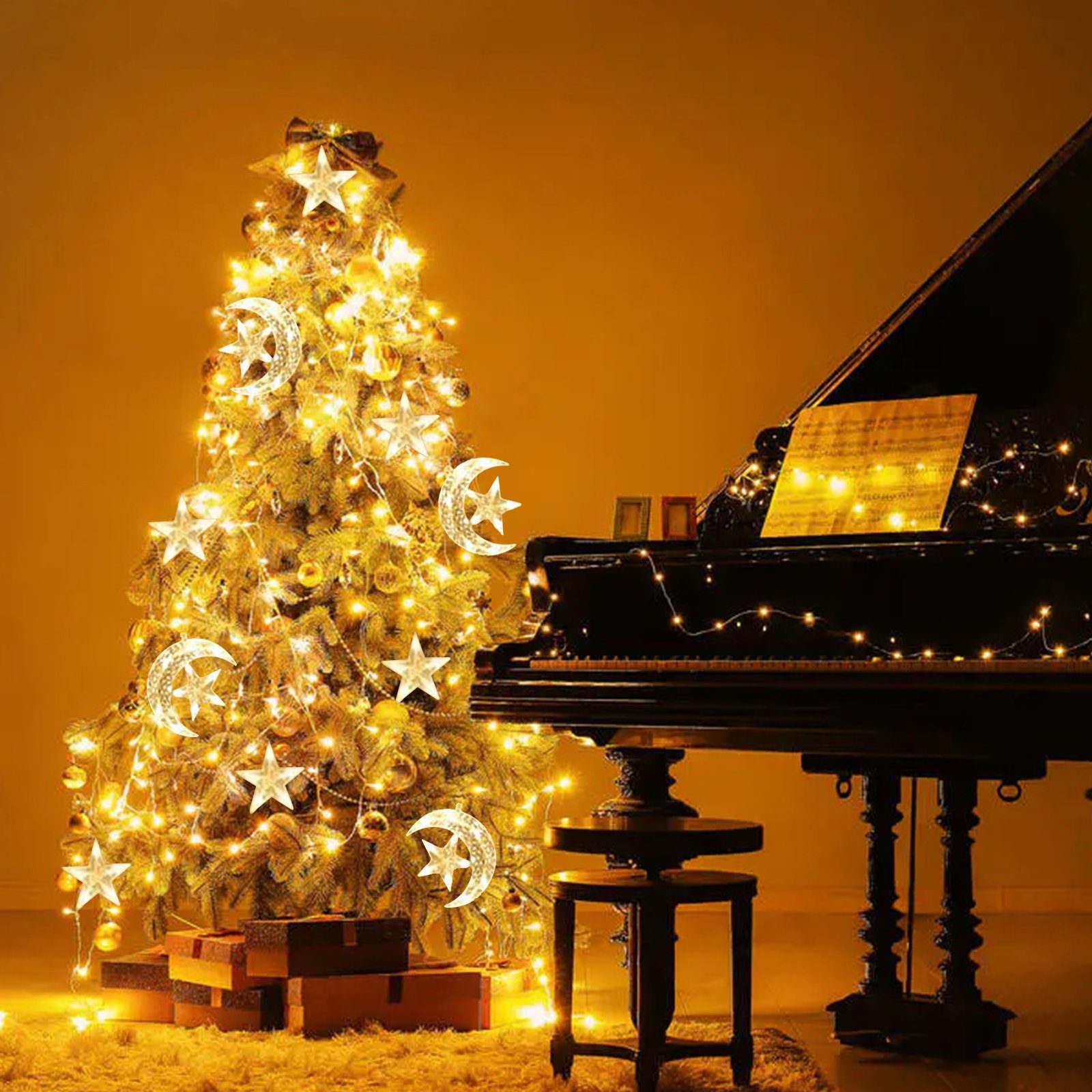 Clanmacy LEDLichterkette LED Lichterkette 12 Sterne weihnachten