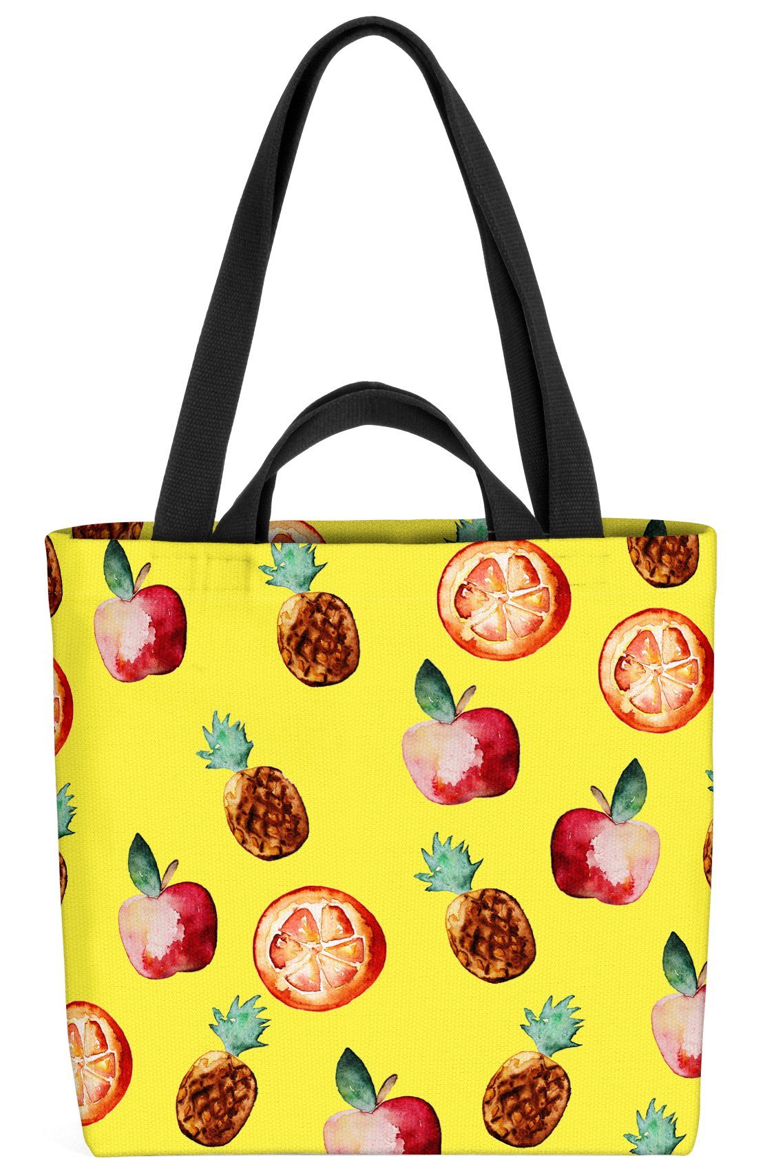 [Wird zu einem supergünstigen Preis angeboten!] VOID Henkeltasche (1-tlg), Äpfel Ananas kochen Essen Obst Orangen Früchte Einkaufen gemustert Küche