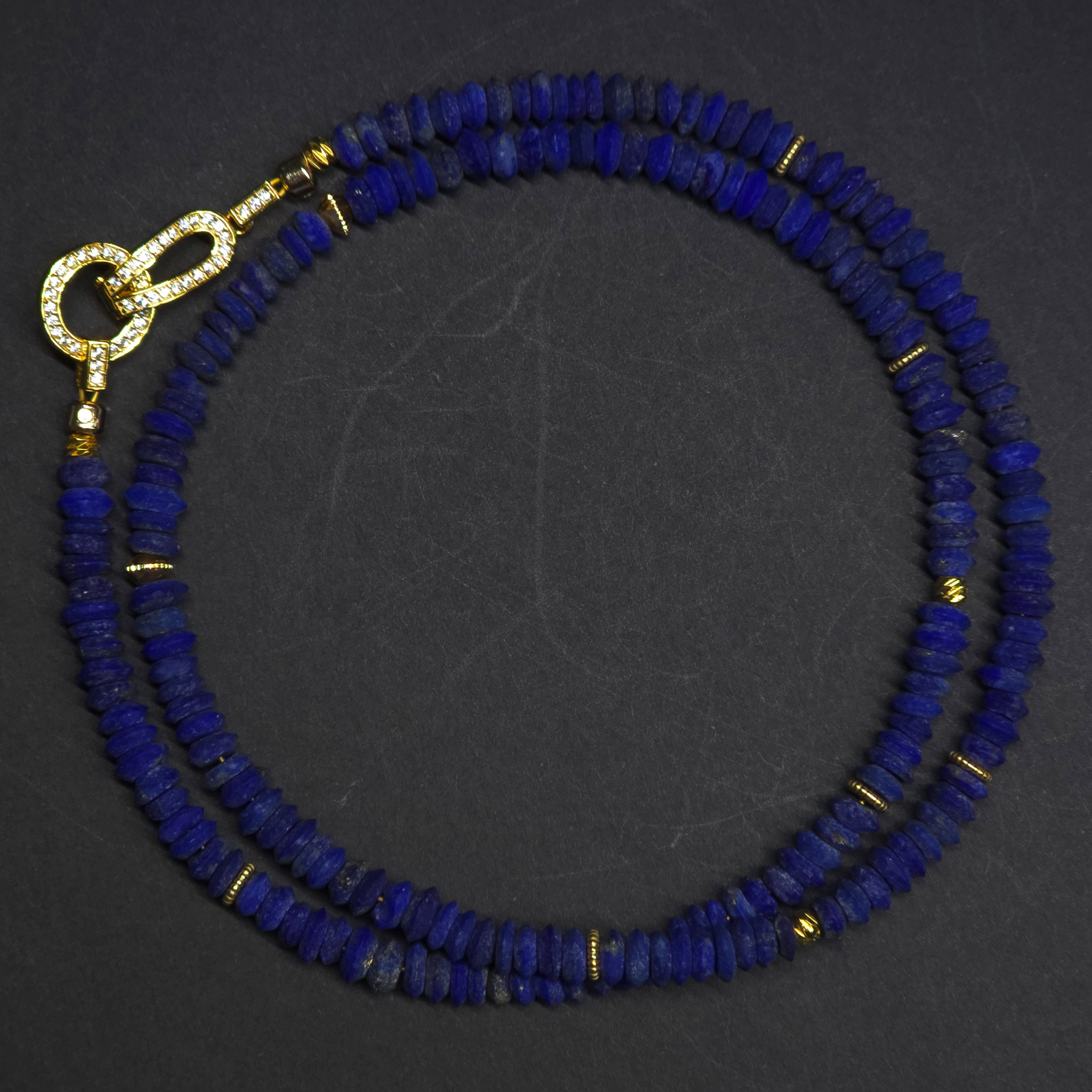 GOLDEN Charm-Kette Afghanischer Lapislazuli Halskette, 925 Silber vergoldeter Verschluss