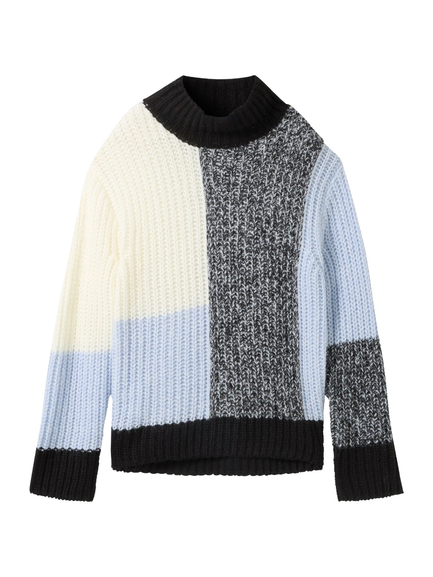 TOM TAILOR Strickpullover H blau,Casual,Polyacryl,Colorblock,Rundhals,Lang,Loose Fit