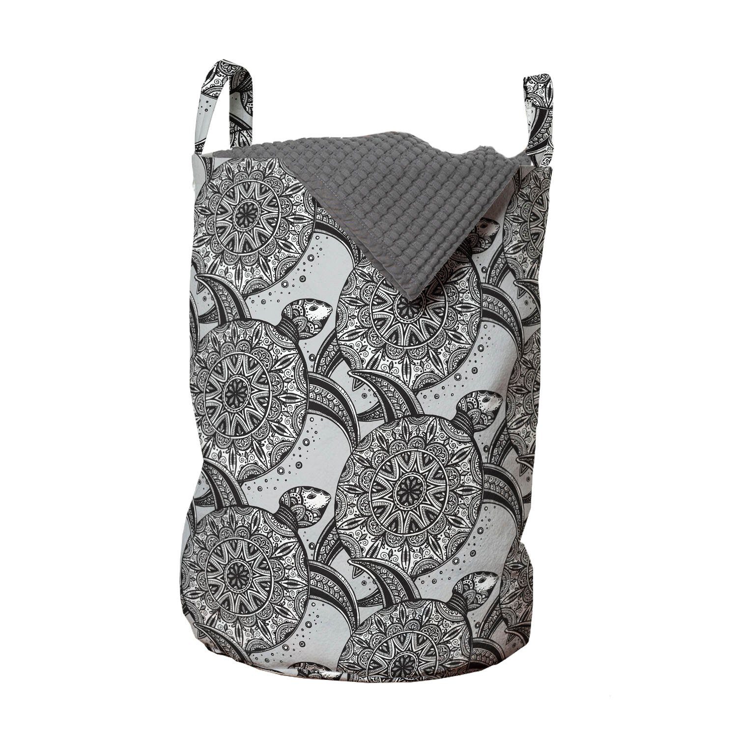 mit Wäschesäckchen für Kordelzugverschluss Wäschekorb Griffen Mandala-Zeichen Schildkröte Abakuhaus Waschsalons, Detaillierte