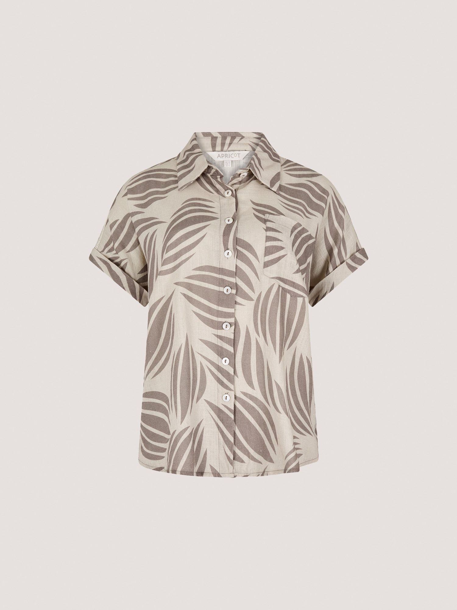 Apricot Hemdbluse Hemd mit Muscheldruck aus Leinenmischung