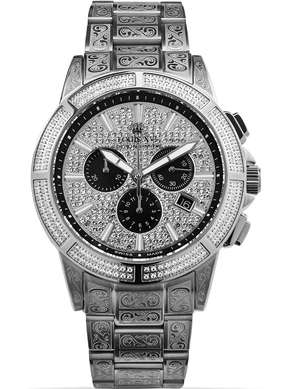 LOUIS XVI Quarzuhr Louis XVI LXVI1127 Majeste Iced Out Chronograph Herrenuhr 43mm Louis XVI LXVI1127 Majeste Iced Out Chronograph Herrenuhr 43mm