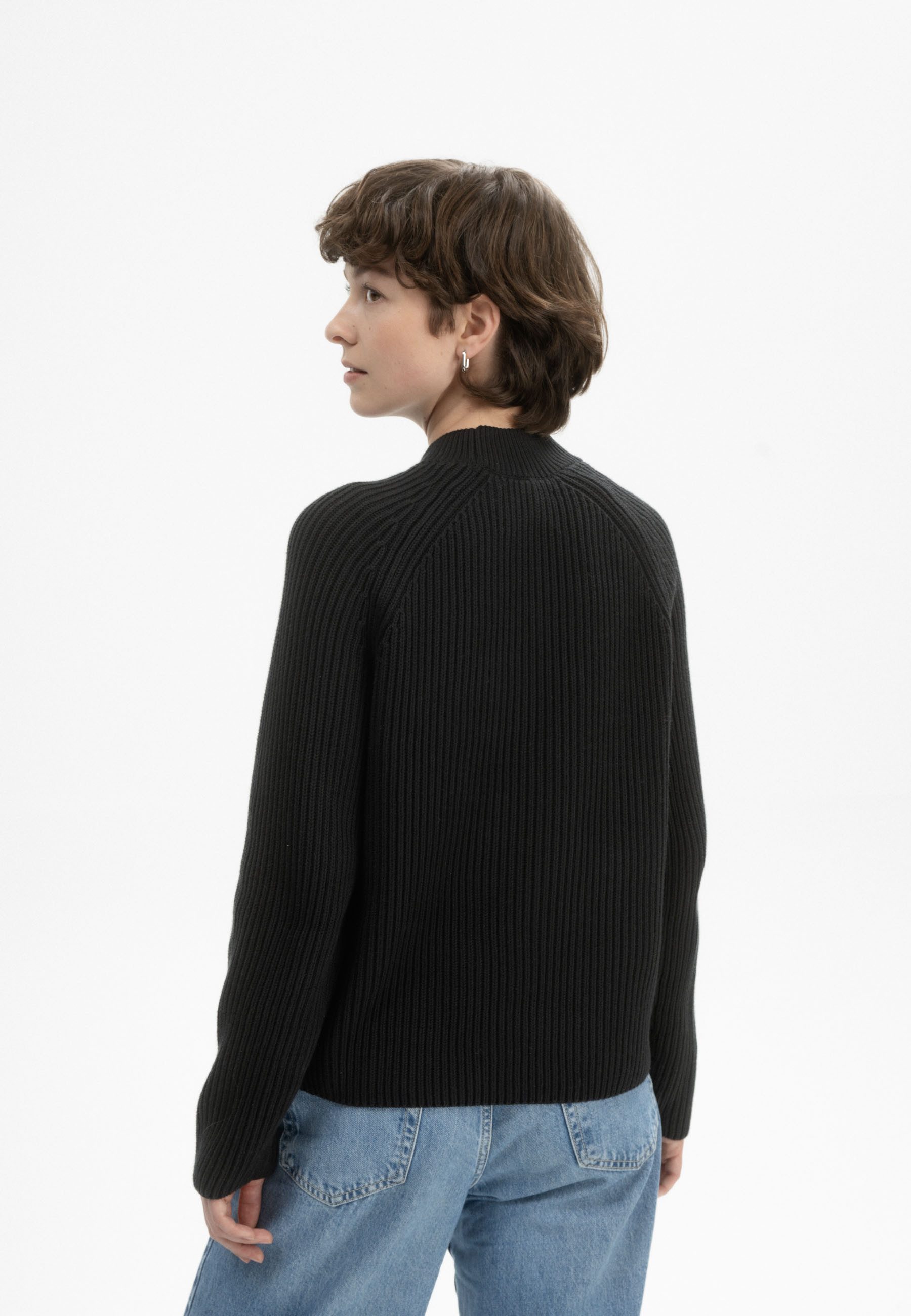 MELA Strickpullover Rippstrick Stehkragenpullover Style ANALAH Raglanärmel