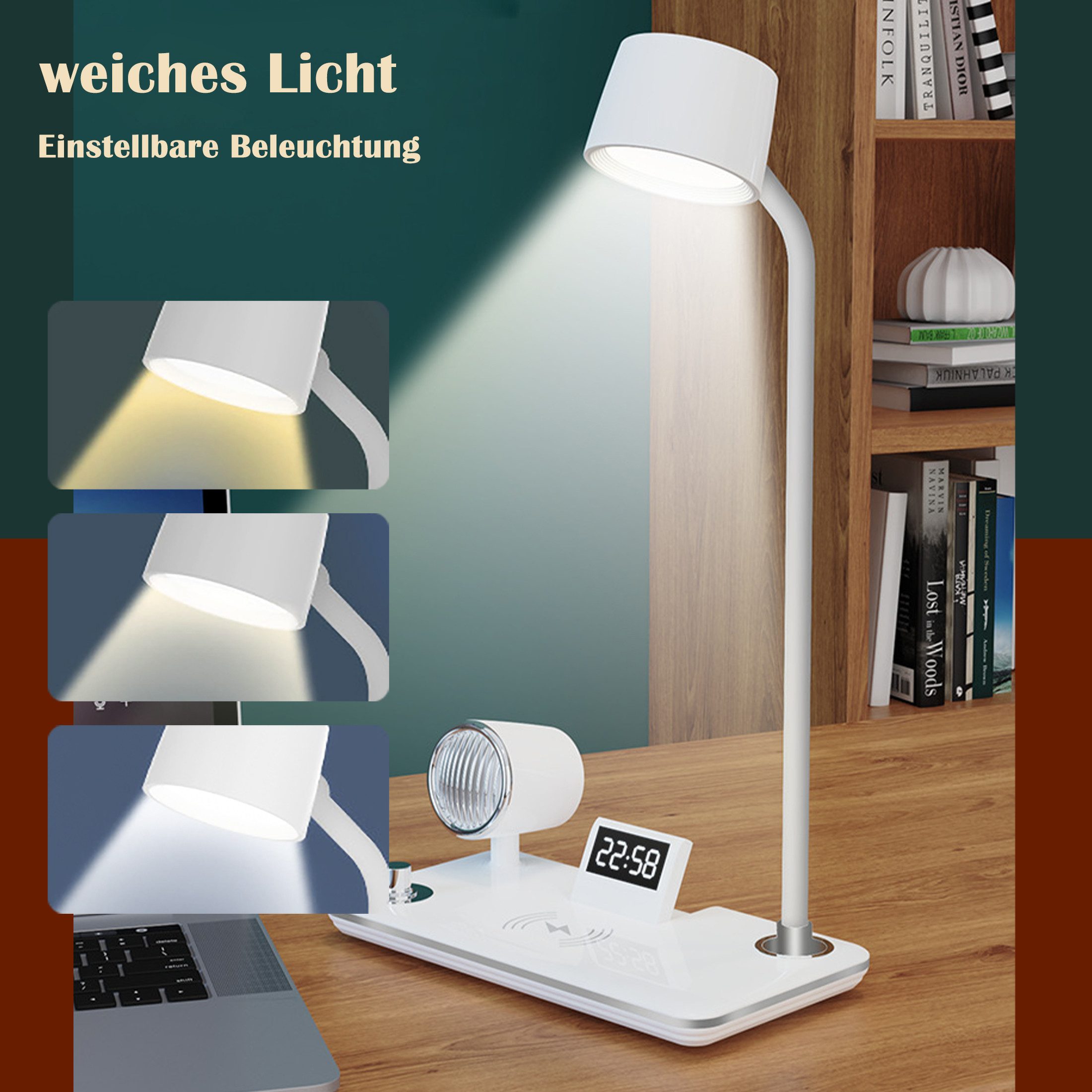 ibettertec LED Nachttischlampe LED Schreibtischlampe mit kabellosem Ladeger günstig online kaufen