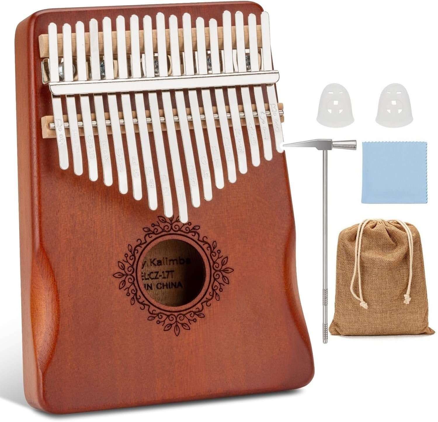 Kalimba Kalimba 17 Schlüssel, Daumenklavier inkl. Stimmhammer & Lernwerkzeuge