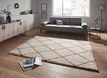 Hochflor-Teppich Feel, HANSE Home, rechteckig, Höhe: 35 mm, Shaggy, Weich, Skandi, Flauschig, Rauten, Wohnzimmer, Schlafzimmer