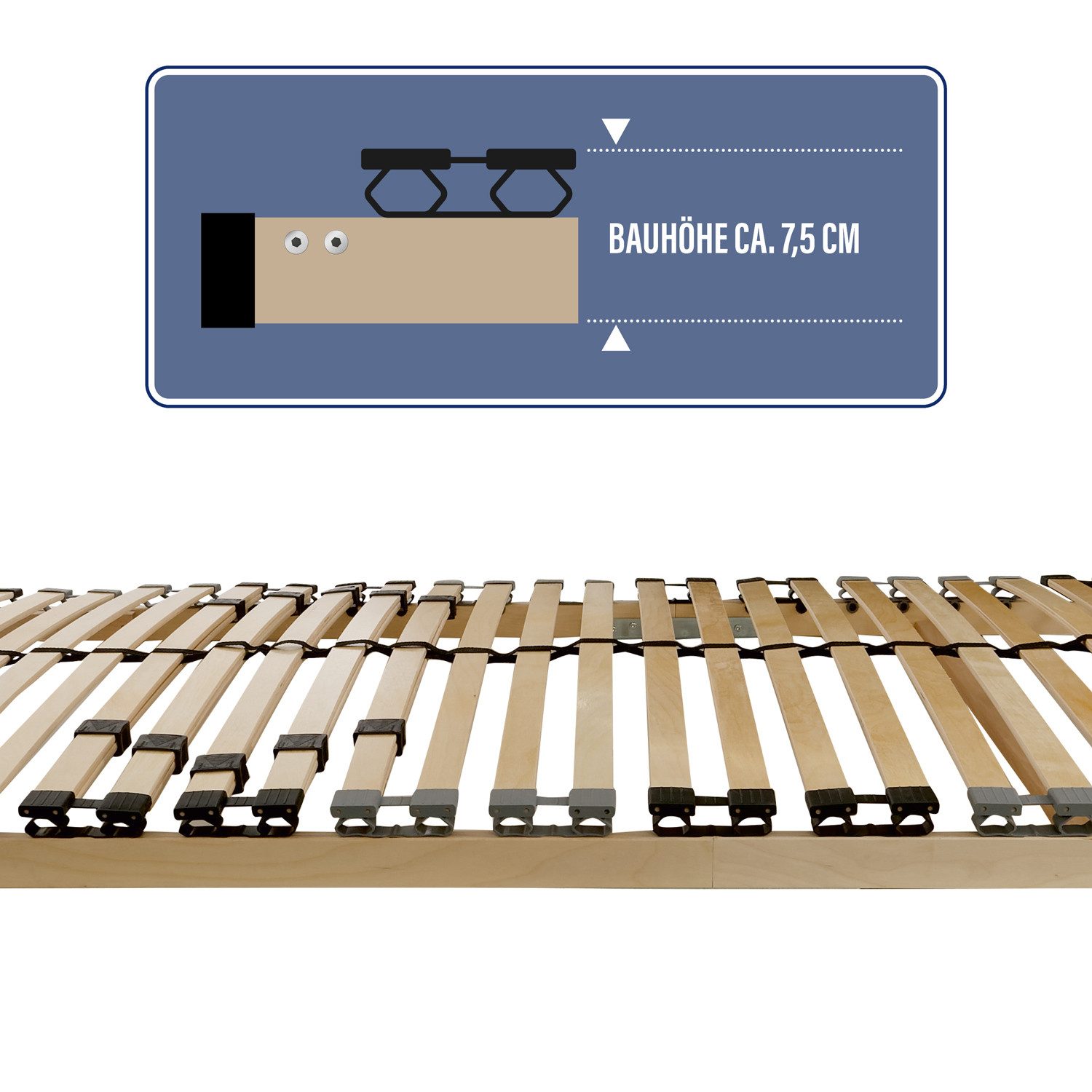 Lattenrost Easyfix K, Beco, Kopfteil 13-fach verstellbar, Fußteil nicht verstellbar, Blauer Engel, Kopfteil verstellbar, Made in Germany, zerlegt