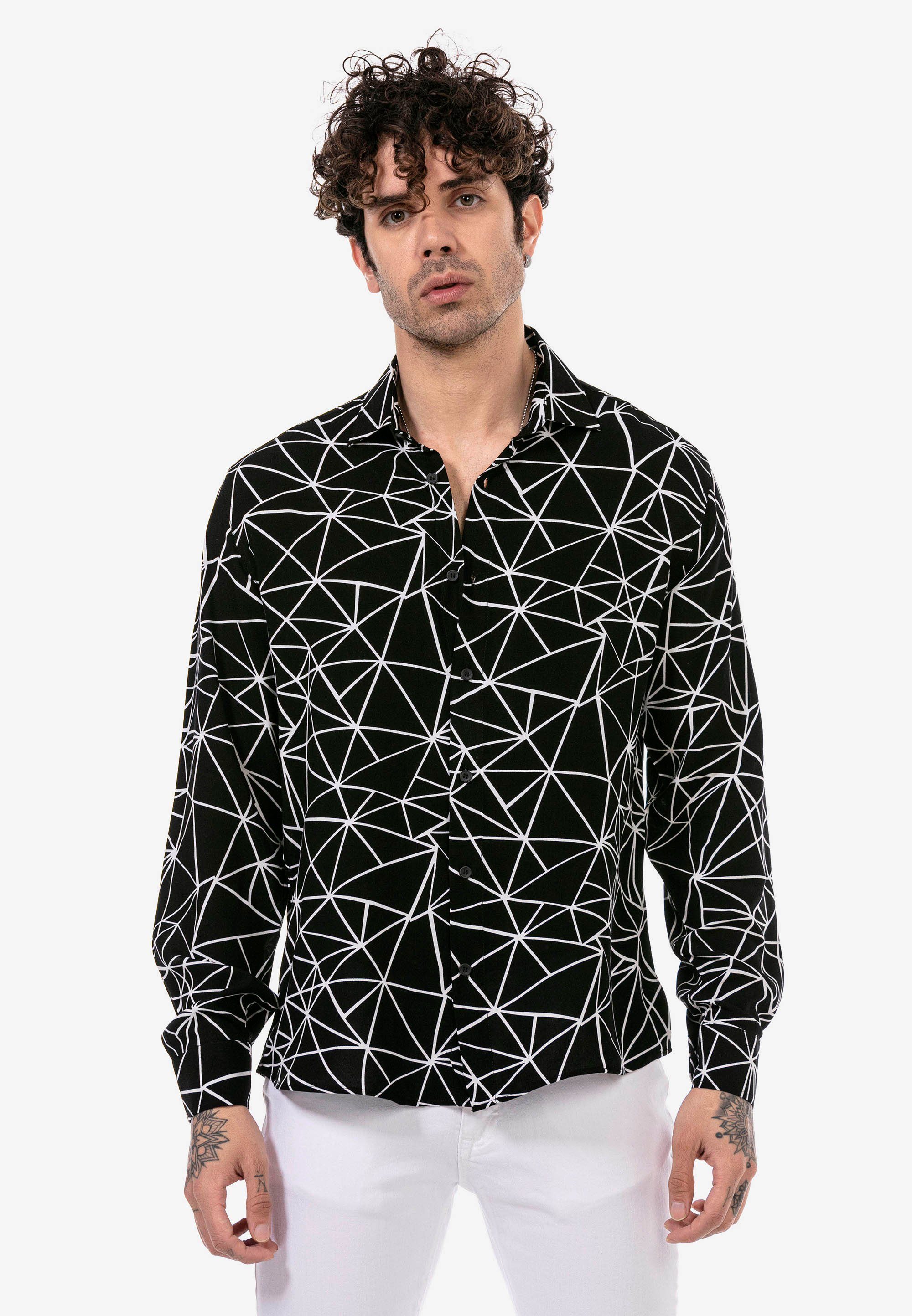RedBridge Langarmhemd Cambridge mit trendigem Allover-Muster | Klassische Hemden