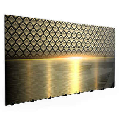 Primedeco Garderobenpaneel Magnetwand und Memoboard aus Glas Metallhintergrund Gold