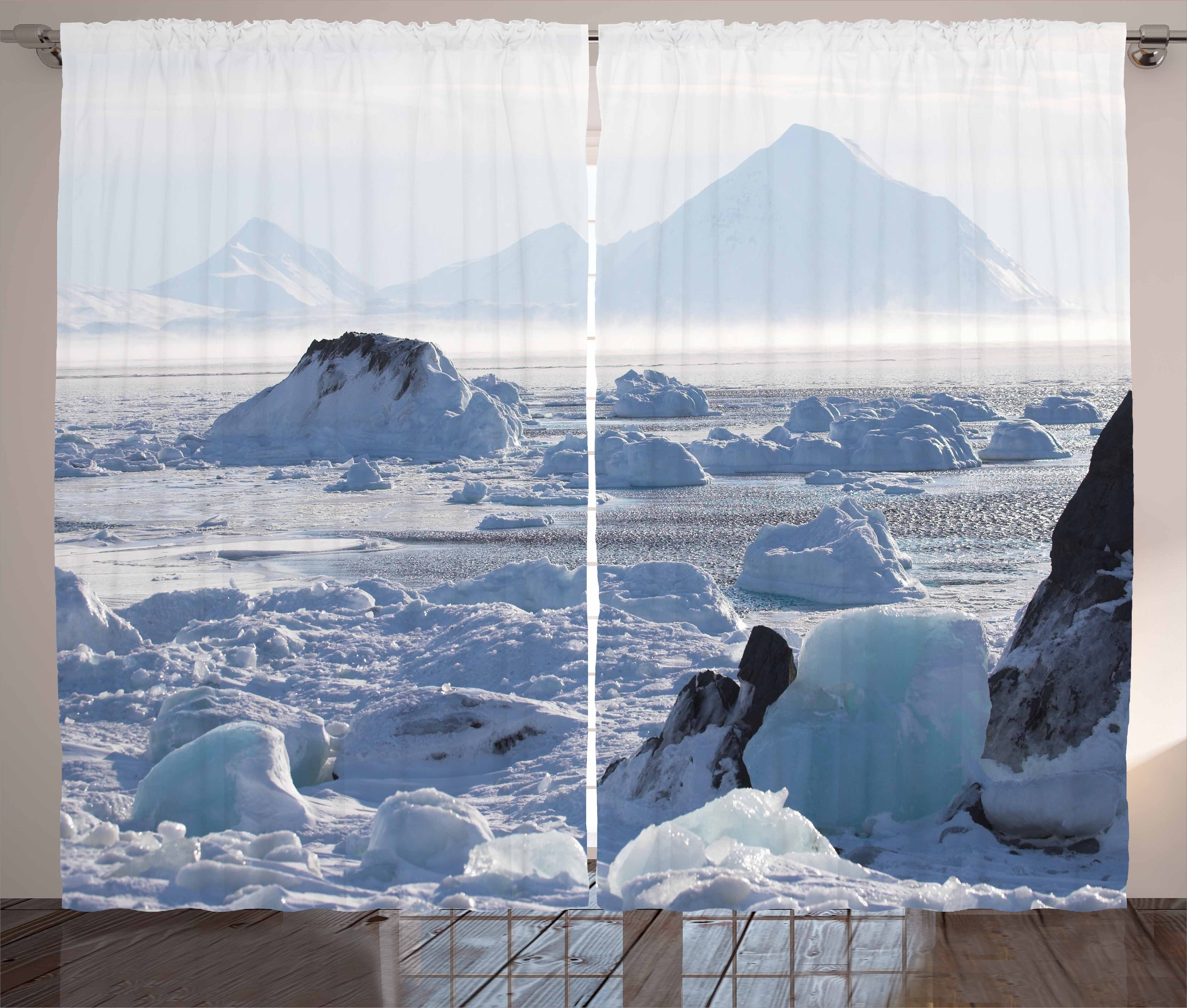 Schlaufen und Haken, Vorhang Arctic Alaska Eis mit Gardine See Winter Abakuhaus, Schlafzimmer Kräuselband