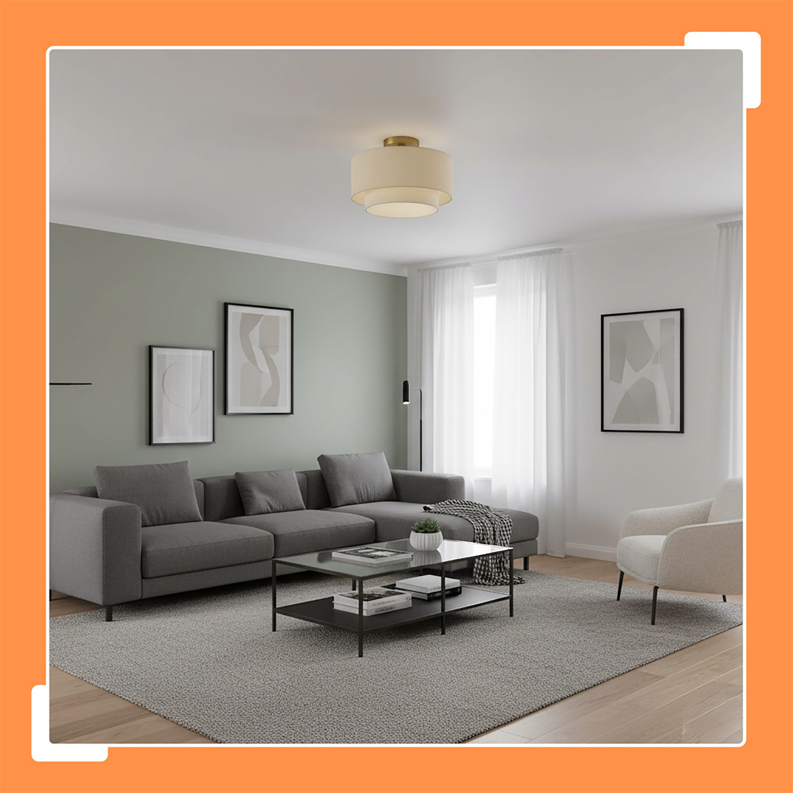 relaxdays Deckenleuchte Deckenlampe Leinen, ohne Leuchtmittel