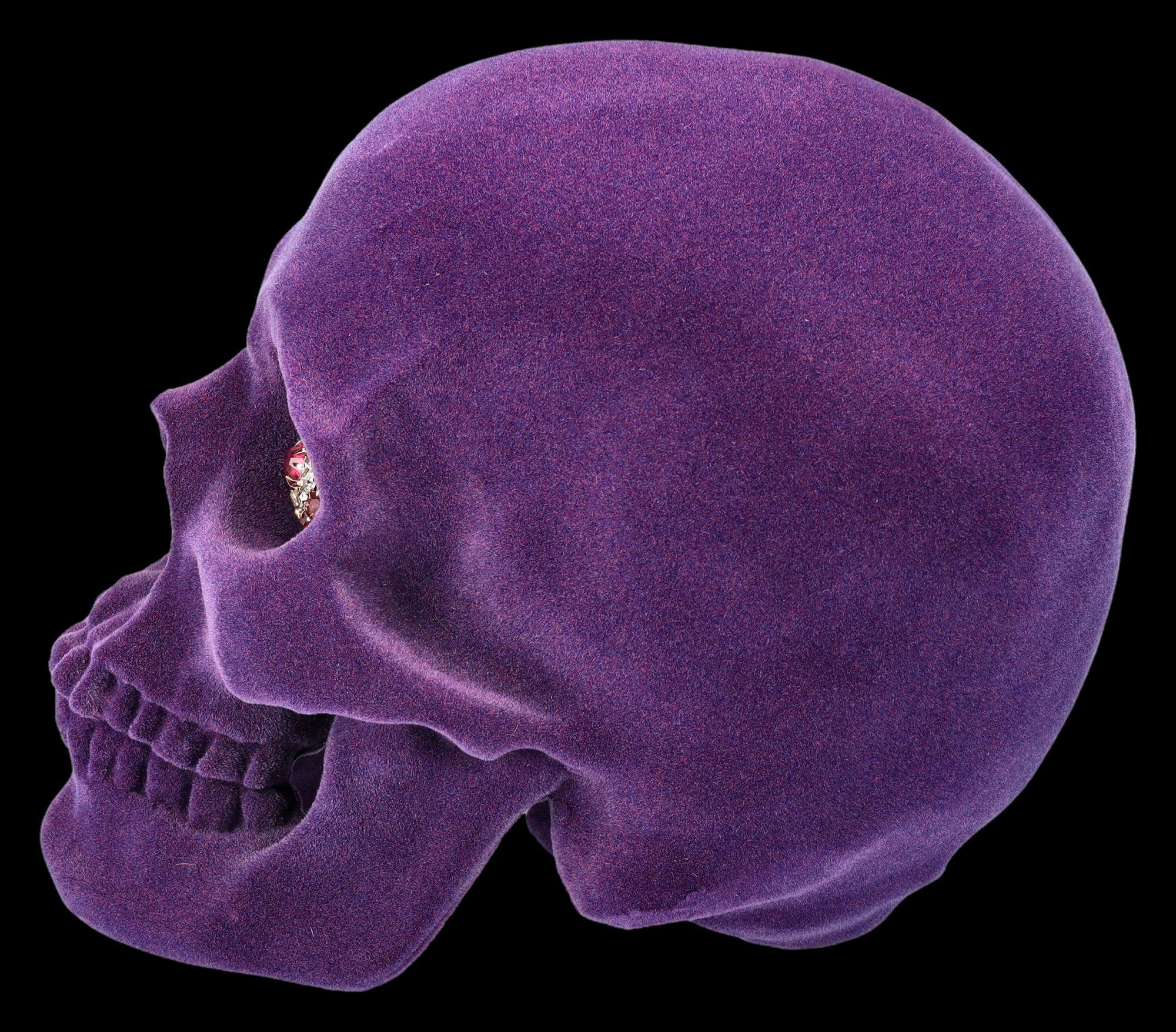 Figuren Shop GmbH Dekofigur Totenkopf Lila Velours - Jewelled Gaze - Fantasy Gothic Totenschädel