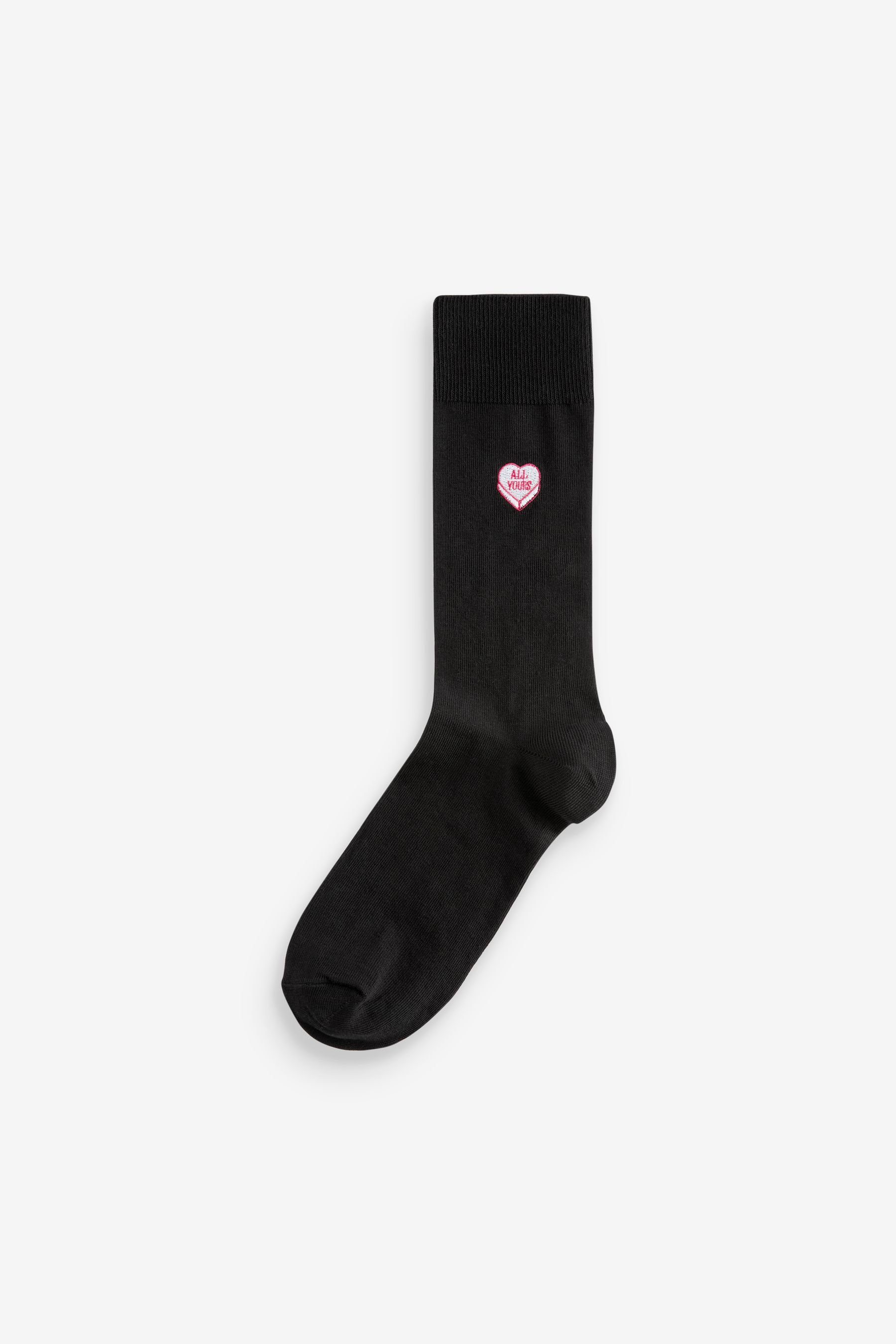 Stickerei Black Socken (5-Paar) Day Valentine's mit Next Kurzsocken