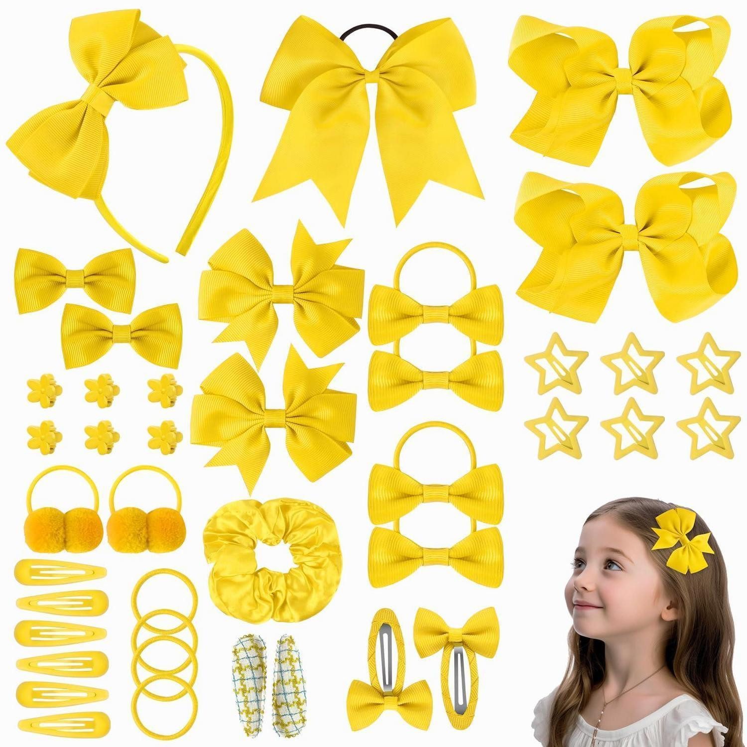 LuxusKollektion Haarstyling-Set Haarspangen Set Mädchen 77tlg Gelb