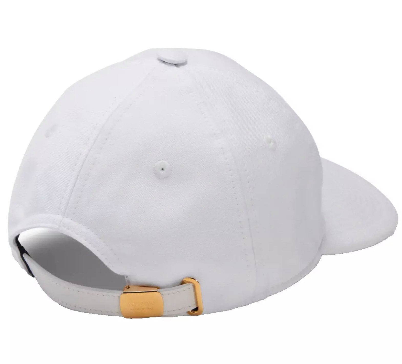 Tom Ford Baseball Cap TF Gold-Logo Canvas Baseballkappe Cap Unisex Kalbsleder besatzt, Goldfarbene Metallakzente