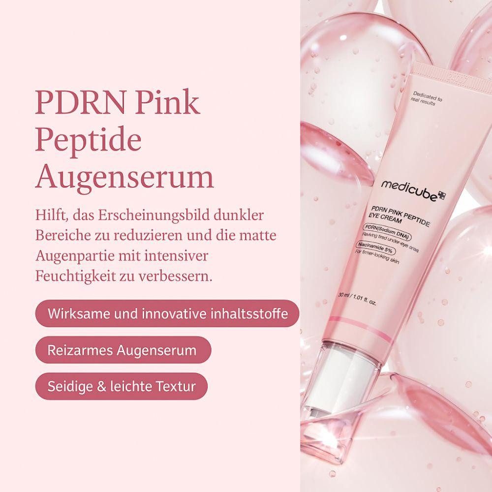 Medicube Augencreme PDRN Pink Peptide Eye Serum mit Retinol & Niacinamid, Lifting-Pflege mit Retinol, Niacinamid & Lachs-DNA, für straffe, glatte Augenpartien