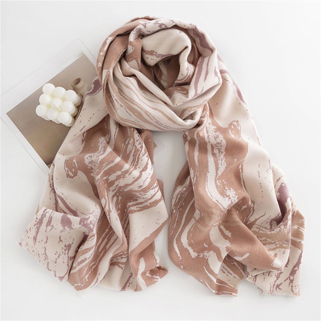 DÖRÖY Modeschal Frauen Winter Marmor Textur Schal, Mode Verdickung warmen Schal Farbe: Kamel