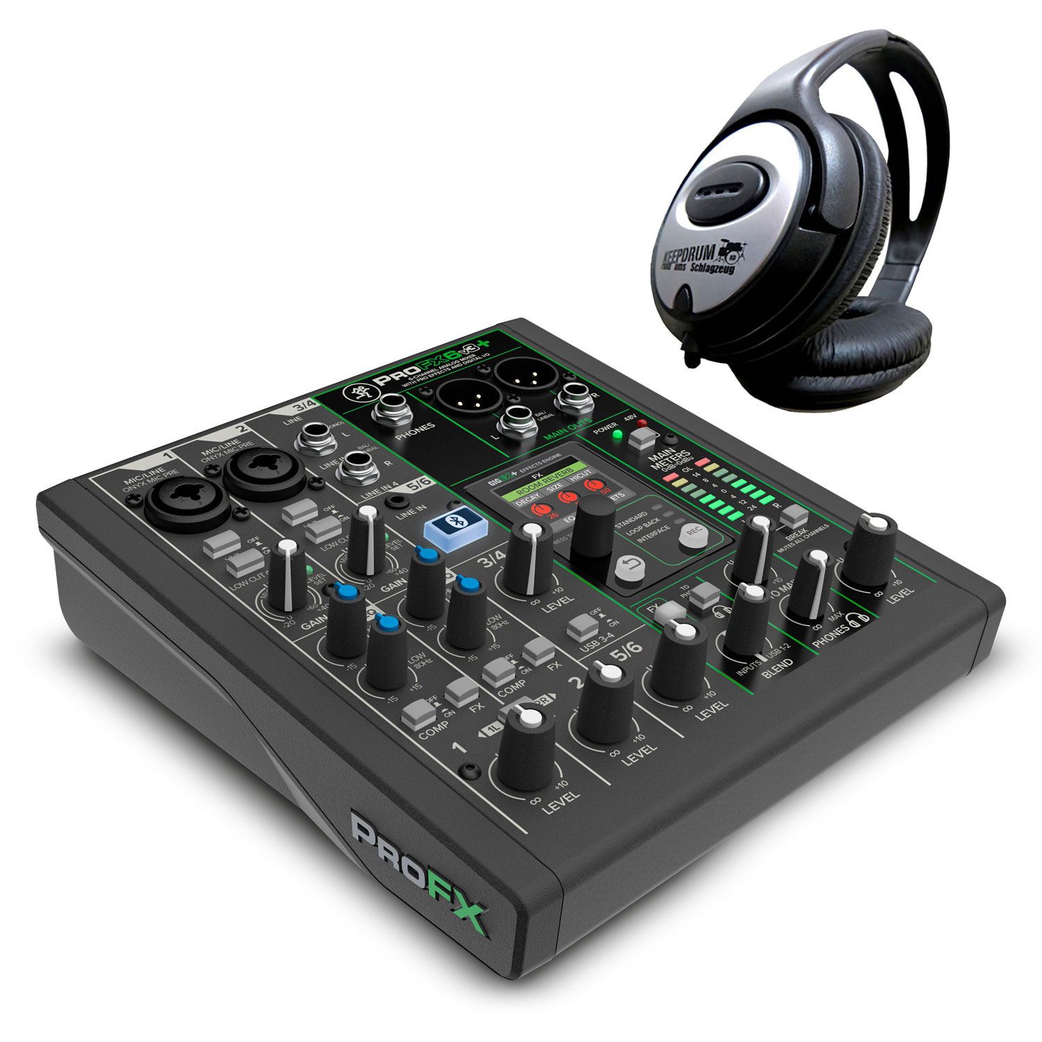 Mackie Mischpult ProFX6v3+ Analogmixer mit Kopfhörer Digitales Aufnahmegerät