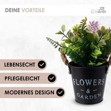 Künstliche Zimmerpflanze Kunstblumen im Topf 3er Set Kunstpflanze Dekoration Wohnzimmer Sukkulente, Coradoma, Deko modern Küchendeko Blumen