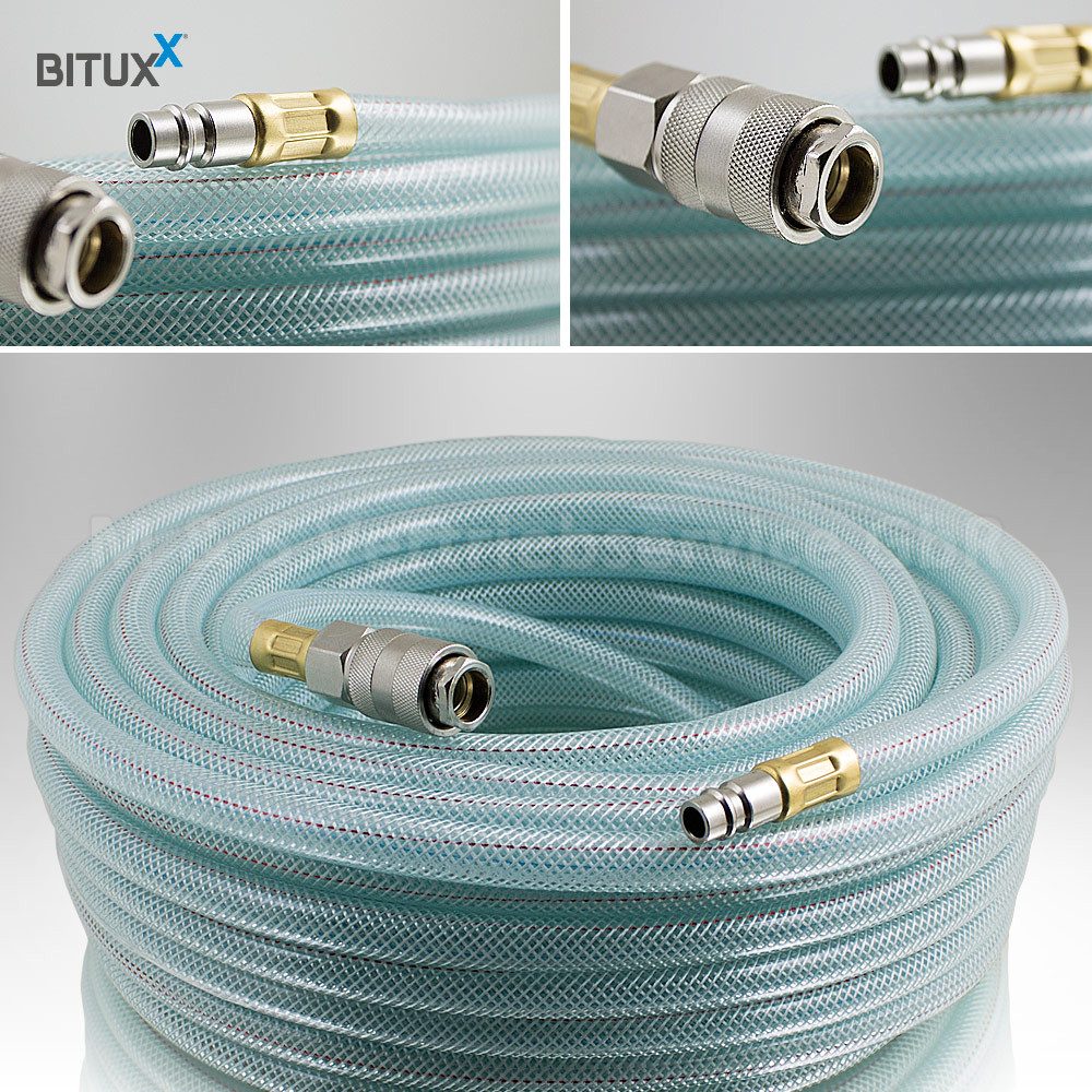 Bituxx Druckluftschlauch 10 Meter mit Steckkupplungen, max. Druck bei Dauerbelastung: 12 Bar bei 20°C