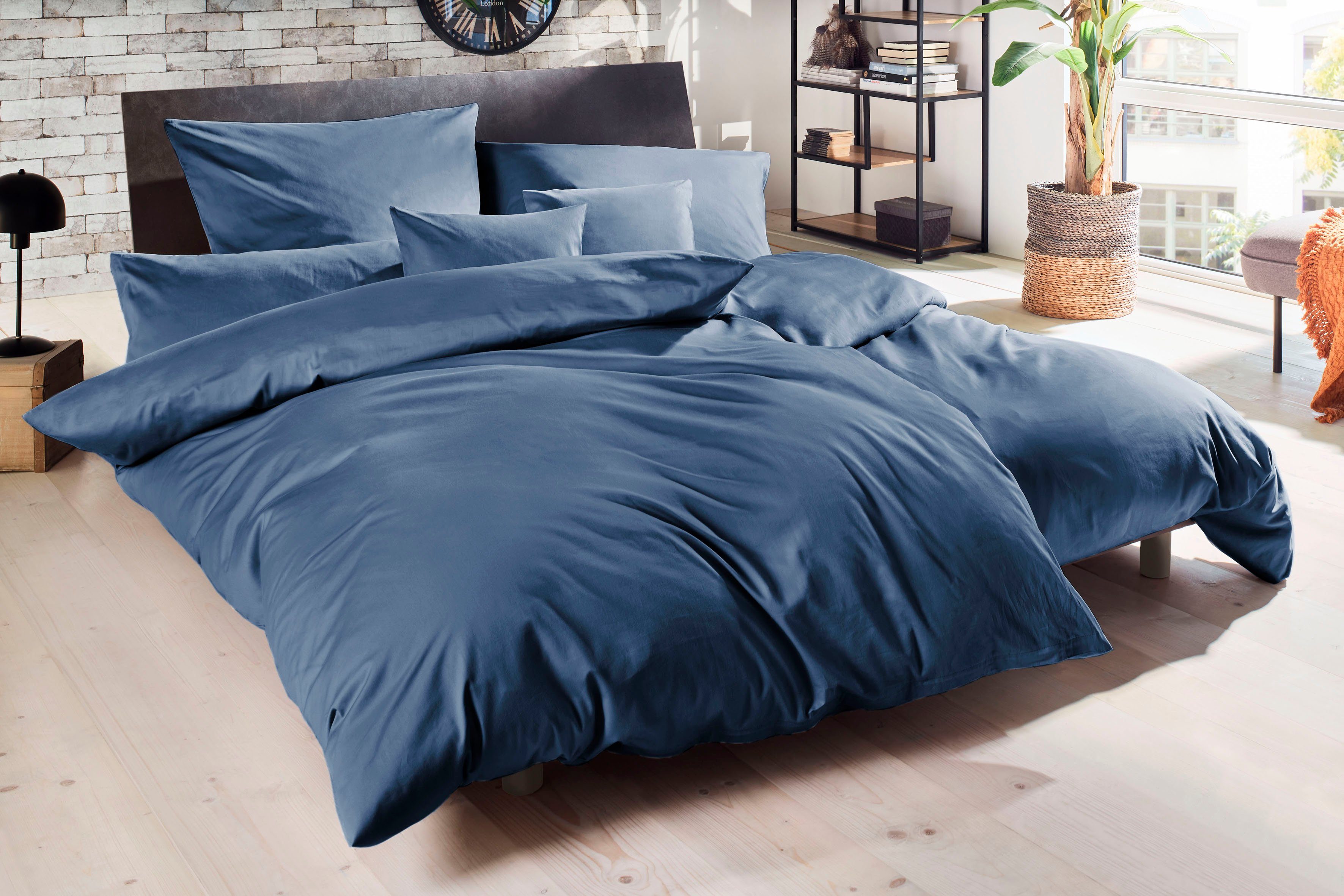 Primera Bettwäsche Uni Luxus-Satin in Gr. 135x200, 155x220 oder 200x200 cm, Satin, 3 teilig, Bettwäsche aus Baumwolle, unifarbene Bettwäsche mit Reißverschluss