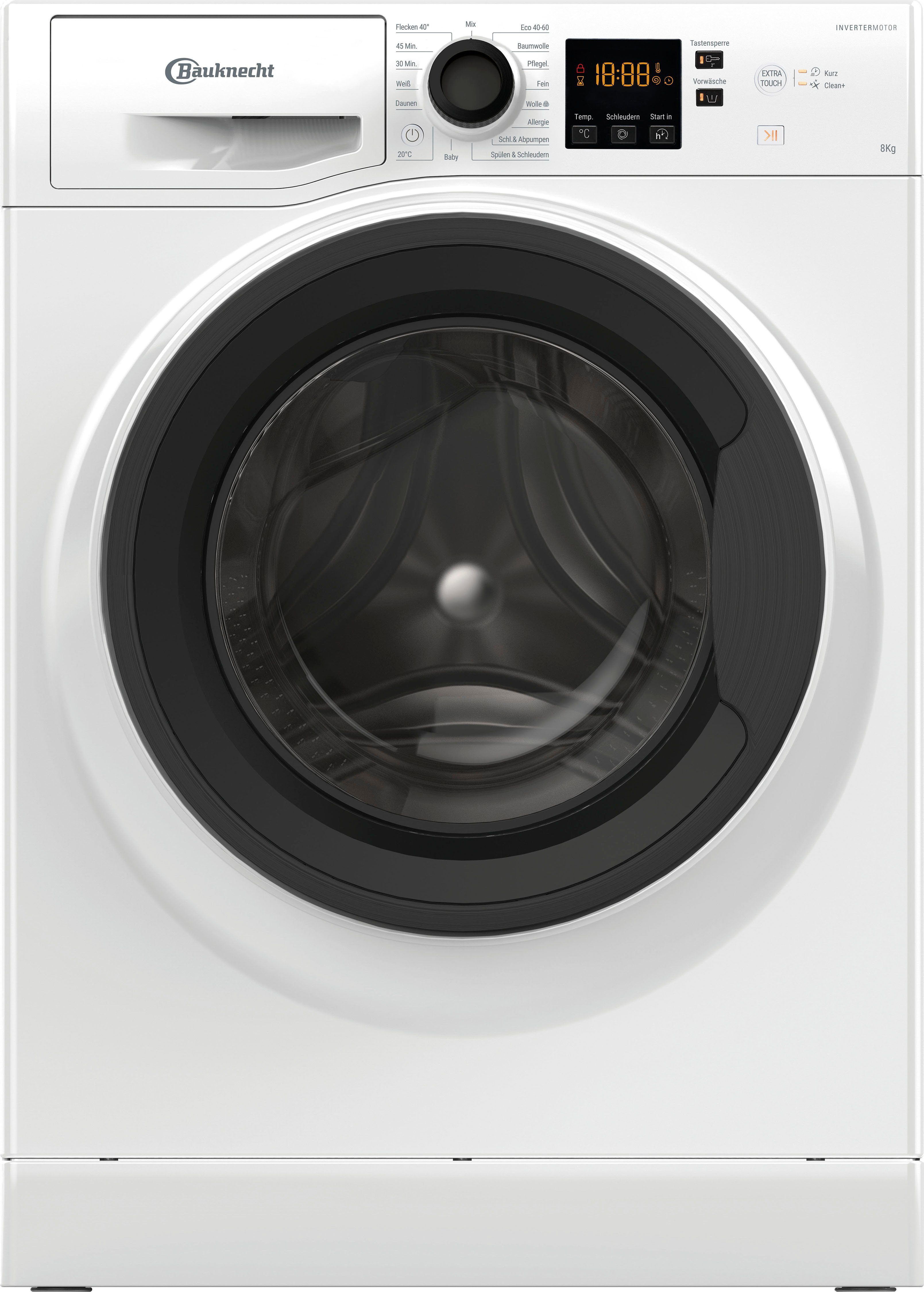 BAUKNECHT Waschmaschine Super Eco 845 A, 8 kg, 1400 U/min, Kurz 45‘ – saubere Wäsche bei voller Beladung in nur 45 Minuten – Bild 5 von 5