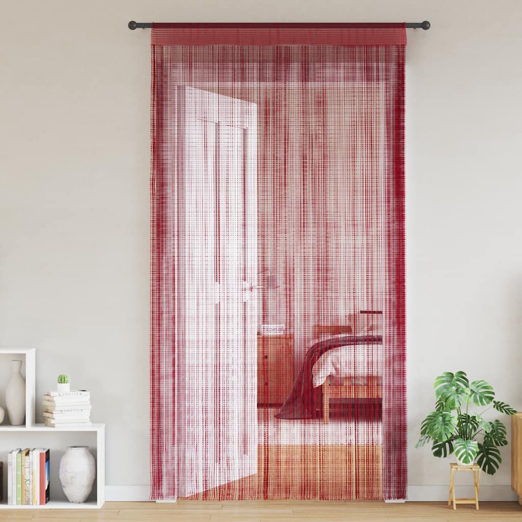 furnicato Vorhang Fadenvorhang 100 x 250 cm Burgunderrot, 2er-Set, Zuschneidbarer Raumteiler mit Tunneldurchzug als Insektenschutz