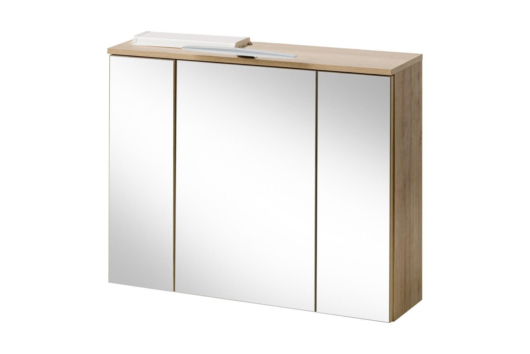 Xlmoebel Spiegelschrank Badezimmerschrank mit Spiegel und LED Beleuchtung 80 cm (1-St., Spiegelschrank 80 cm Eiche) Made in Europa