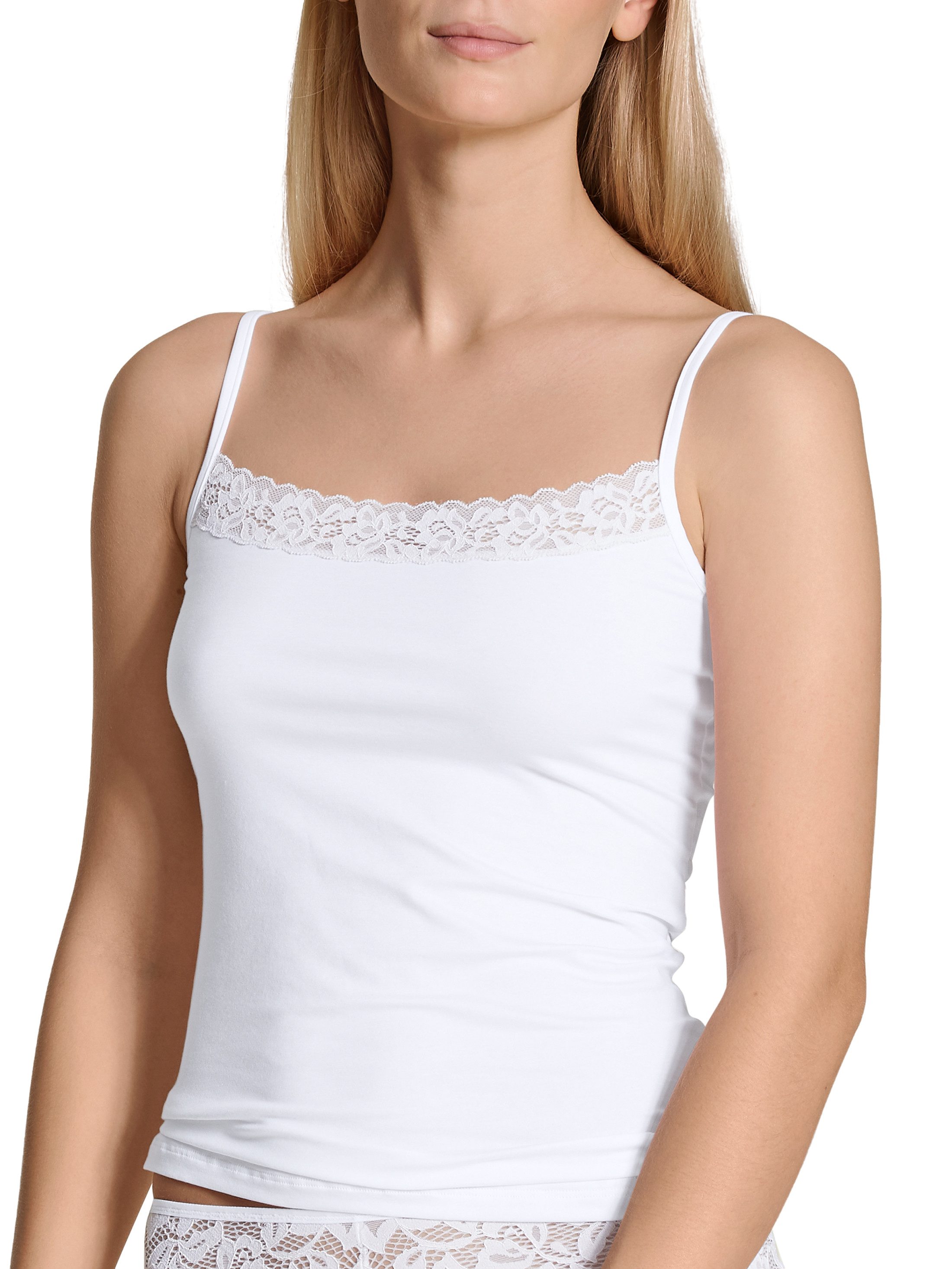 CALIDA Spaghettitop Natural Comfort Lace weiche Spitze, elastisch, Single Jersey Qualität, Cotton-Mix