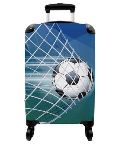 NoBoringSuitcases.com© Kinderkoffer Fußball - Tor - Netz - Schießen - Jungen 55x35x20cm, 4 Rollen, Kindertrolley, Handgepäck, Reisekoffer für Jungen