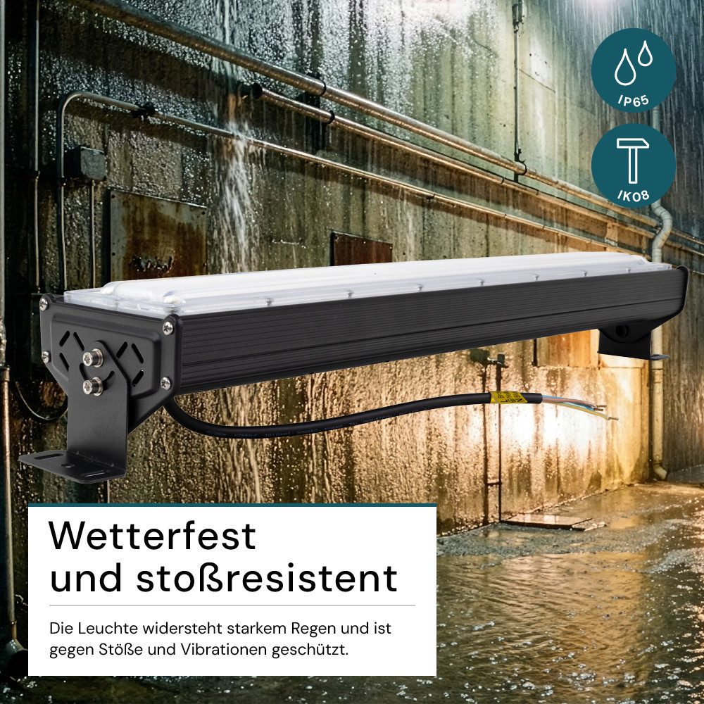 LUXULA LED Arbeitsleuchte LUXULA LED Hallenstrahler HighBay 100 W 5000 K Neutralweiß Schwarz, LED fest integriert, Neutralweiß, Hallenstrahler 100W 12000lm IP65 IK08