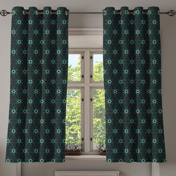 Gardine Dekorative 2-Panel-Fenstervorhänge für Schlafzimmer Wohnzimmer, Abakuhaus, Sterne Dreieck-Linien