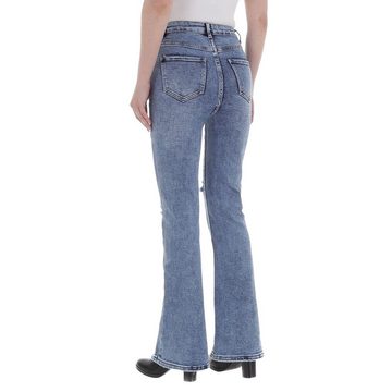 Ital-Design Bootcut-Jeans Damen Freizeit Destroyed-Look Stretch Bootcut Jeans in Blau