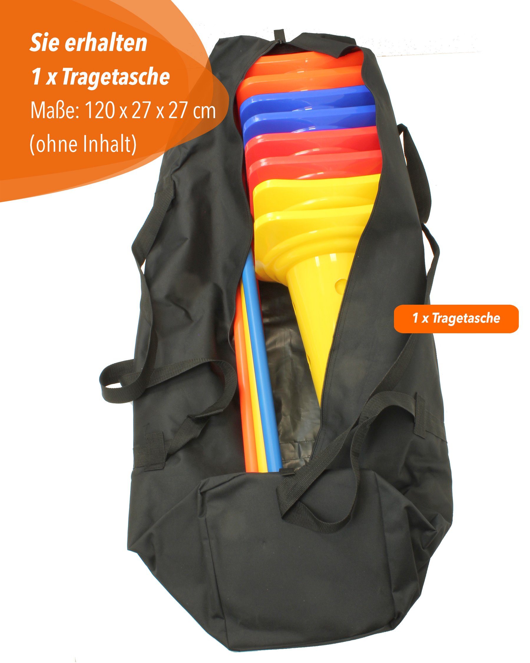 SPORTIKEL24 Sporttasche Tasche für Kombi Kegelhürde 50 und Stange bis 120 cm