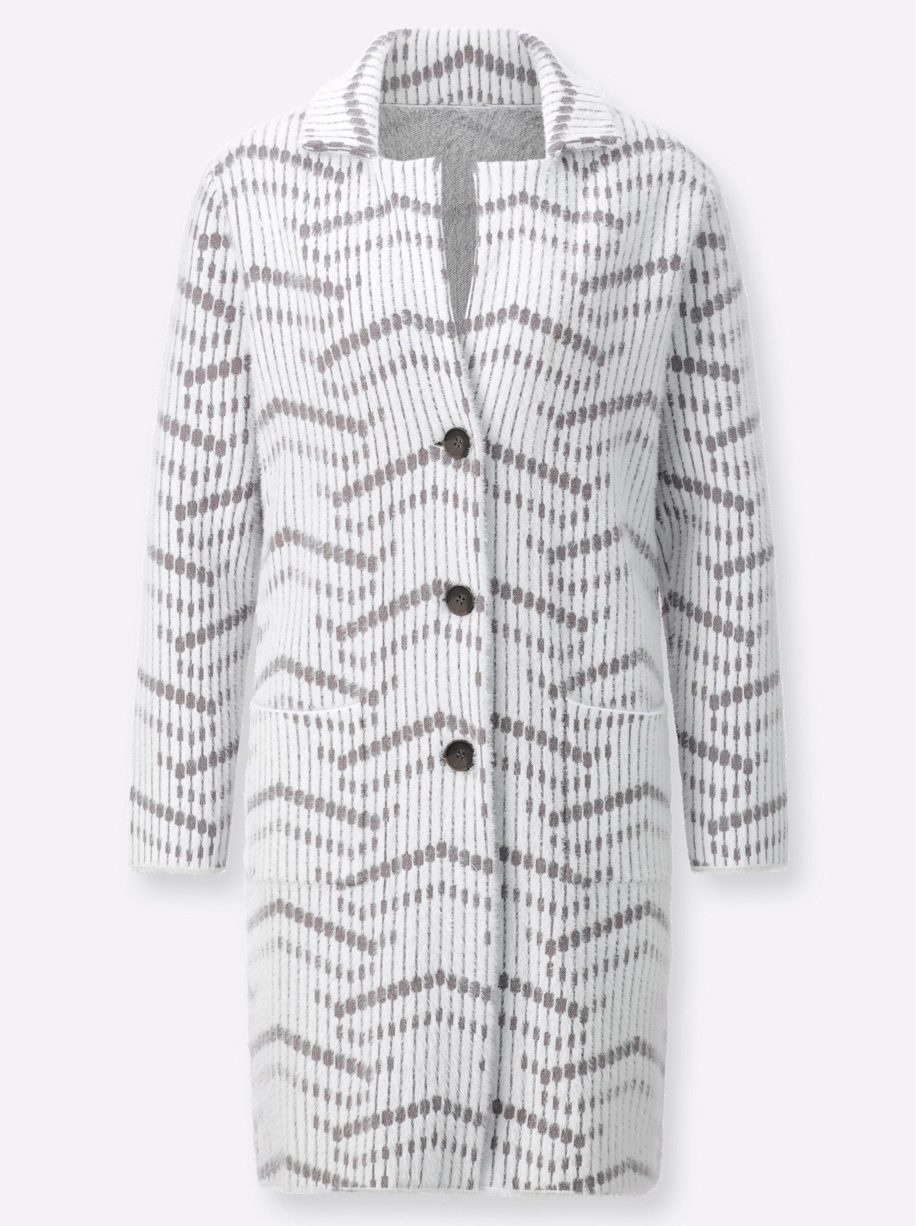 Strickjacke Jacquard-Strickmantel Langarm Jacquard