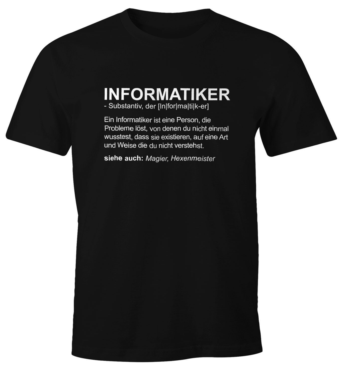 Neue Produkte im Versandhandel supergünstig! MoonWorks Print-Shirt mit schwarz Informatiker T-Shirt Herren Definition Print Fun-Shirt Moonworks®