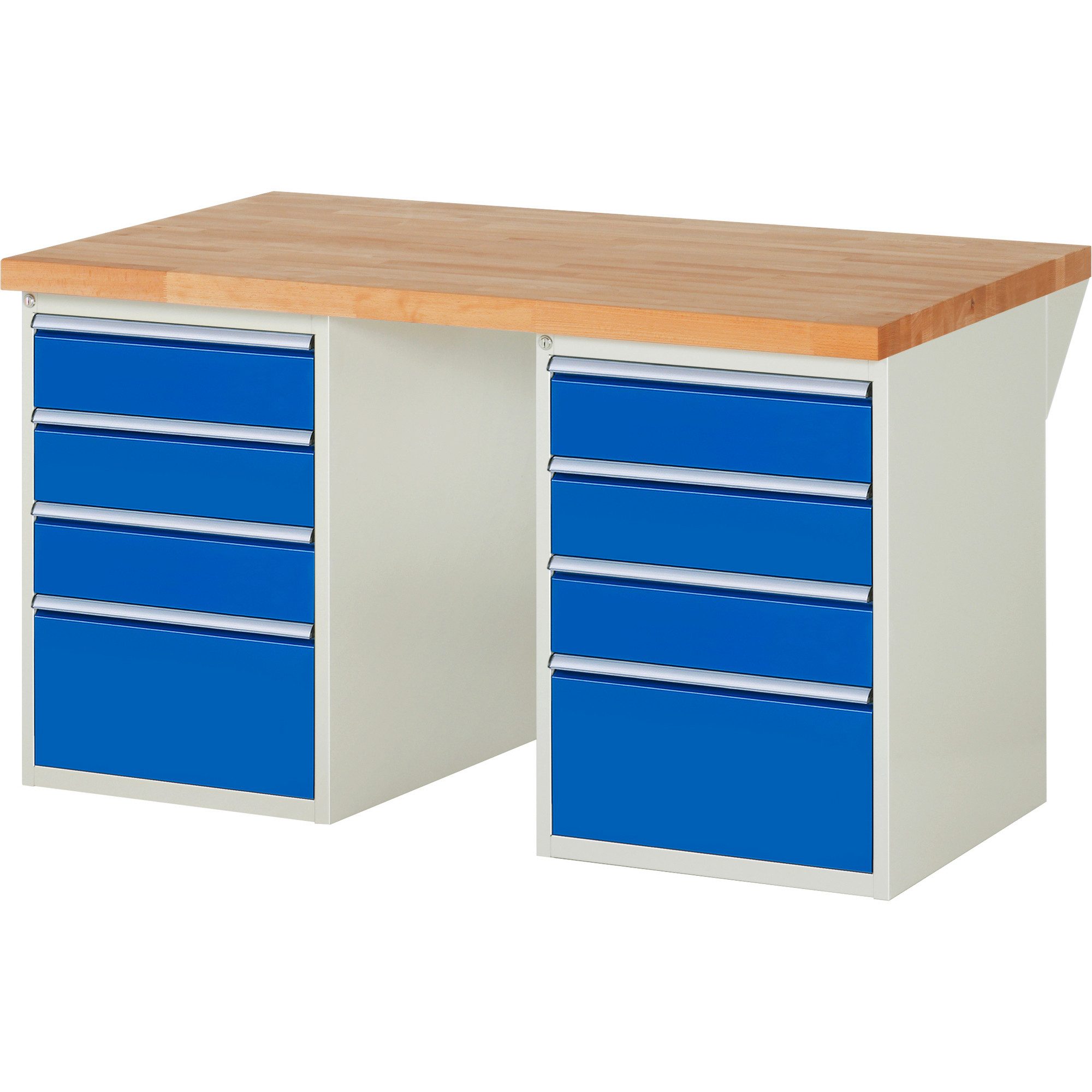 RAU Werkbank Werkbank 1500x900x890mm 8xSchublade-TA lichtgrau/enzianblau
