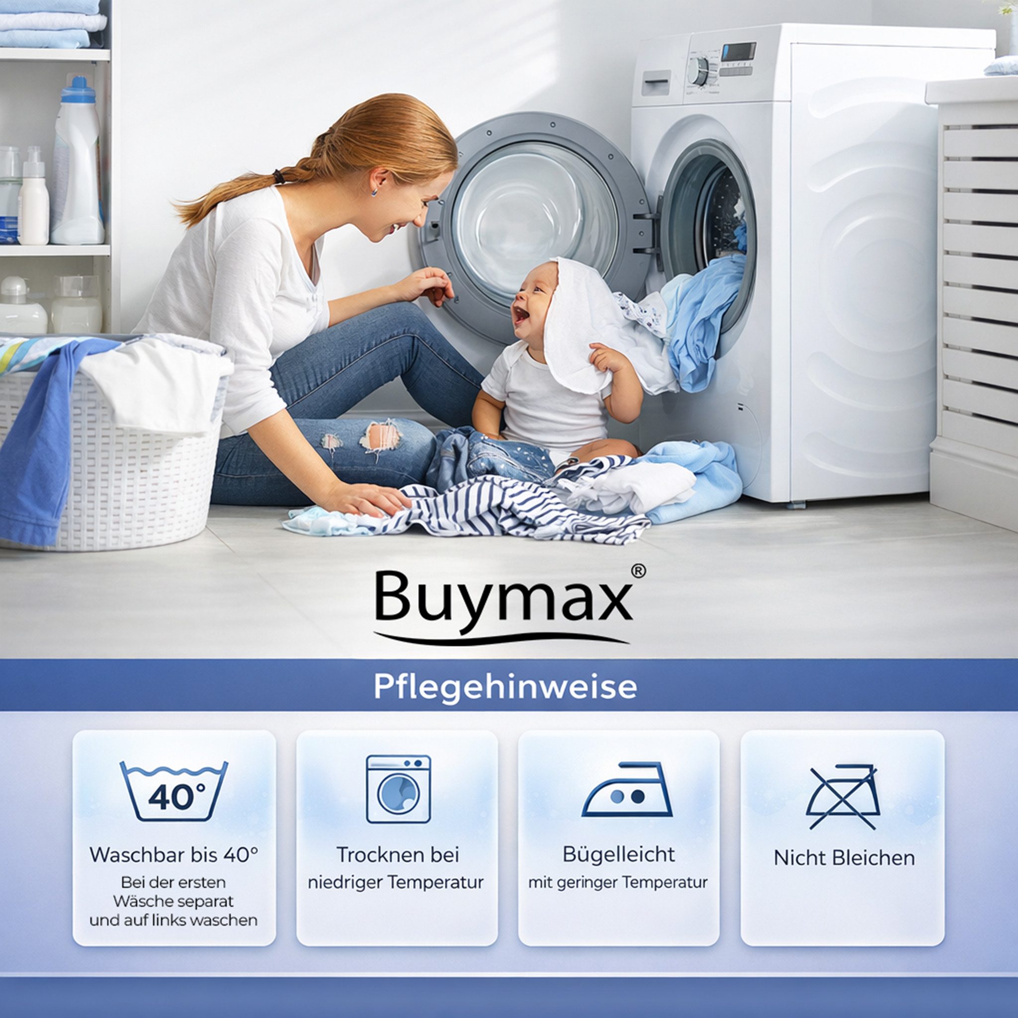 Buymax Kinderbettwäsche Rainbow Kids, Renforcé, 2 teilig, 135x200 cm, 100% Baumwolle, Reißverschluss, Kind, Regenbogen – Bild 5 von 5
