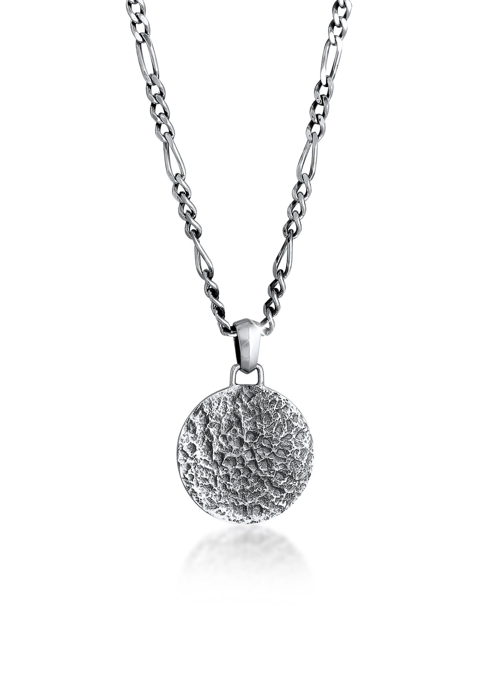 Kuzzoi Lange Kette Herren Coin Münze Strukturiert 925er Silber, Figaro günstig online kaufen