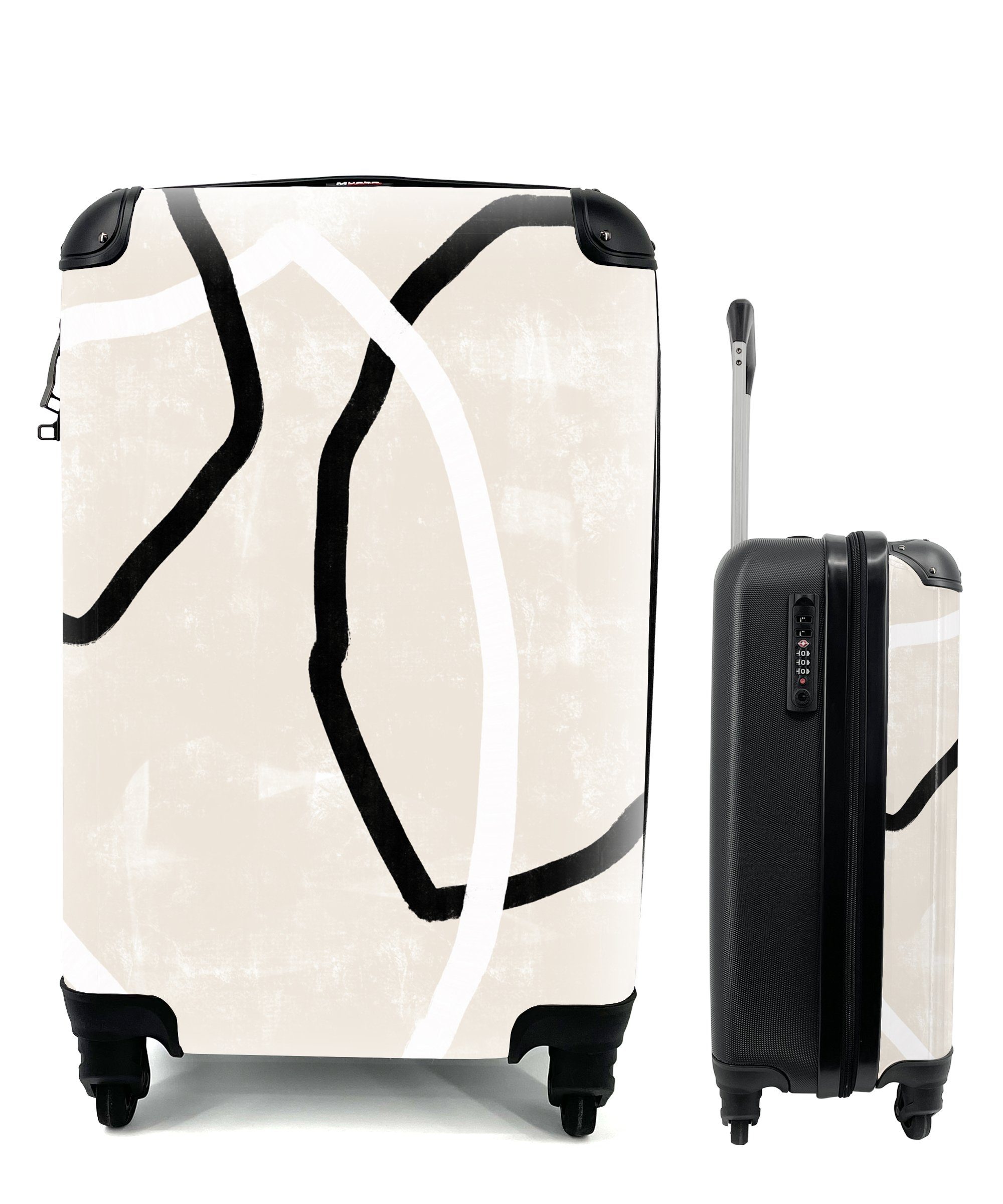 MuchoWow Handgepäckkoffer Rosa - Minimalismus - Design, 4 Rollen, Reisetasche mit rollen, Handgepäck für Ferien, Trolley, Reisekoffer