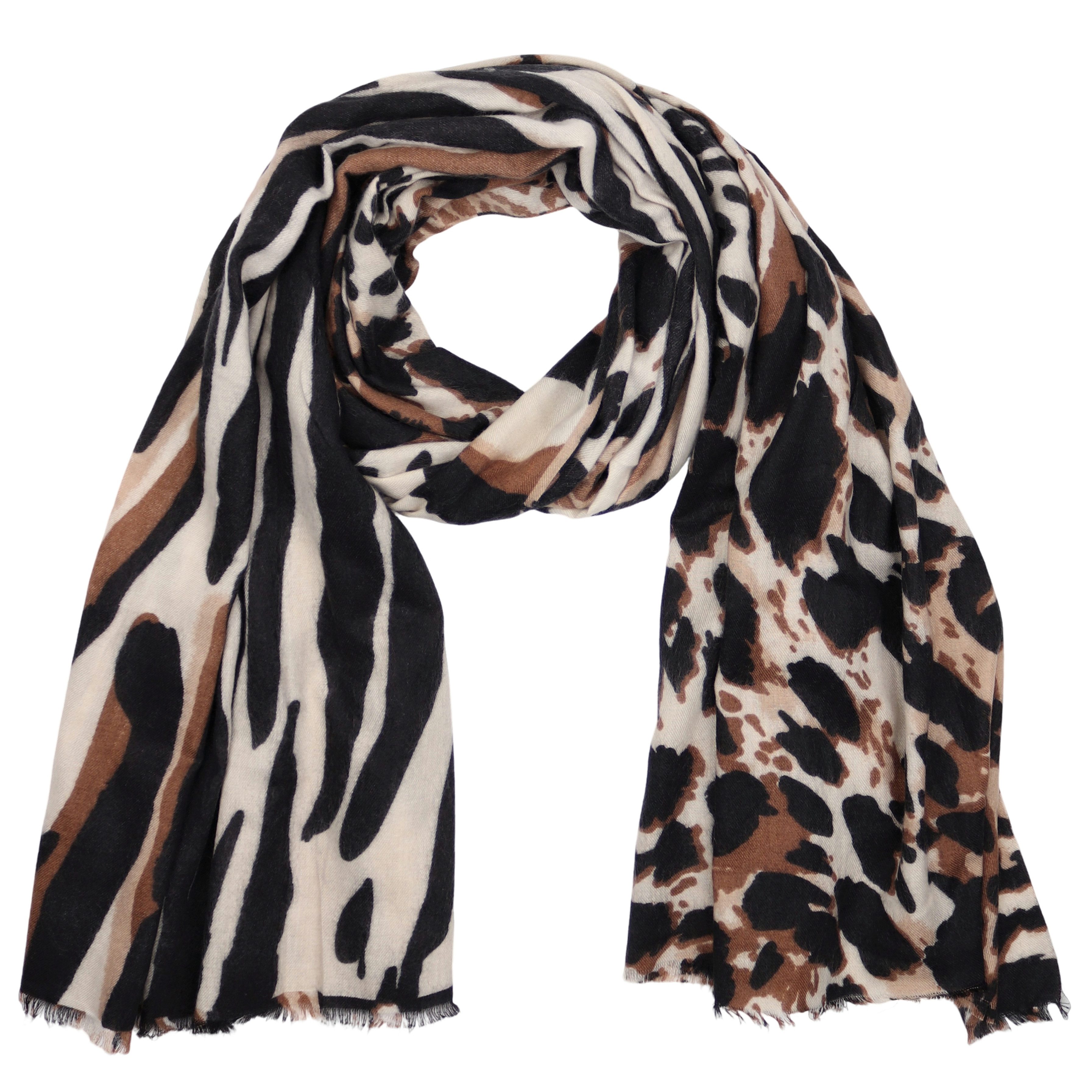 MIRROSI Modeschal weicher und warmer Schal Leo Leopard mit Fransen, 90x180cm, (Neue Kollektion Herbst/ Winter 2025), Paisley Muster Damen Halstuch ideal für Herbst und Winter