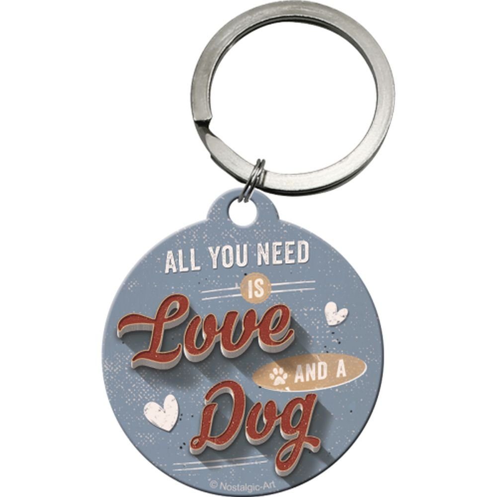 Schlüsselanhänger mit Gravur Edelstahl Schlüsselanhänger Ø 4cm - Love Dog