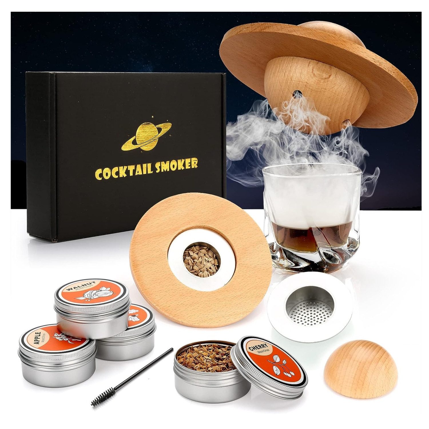 Cocktail-Set Whiskey Smoker Set Geschenke für Männer mit 4 Holzchips Sorten