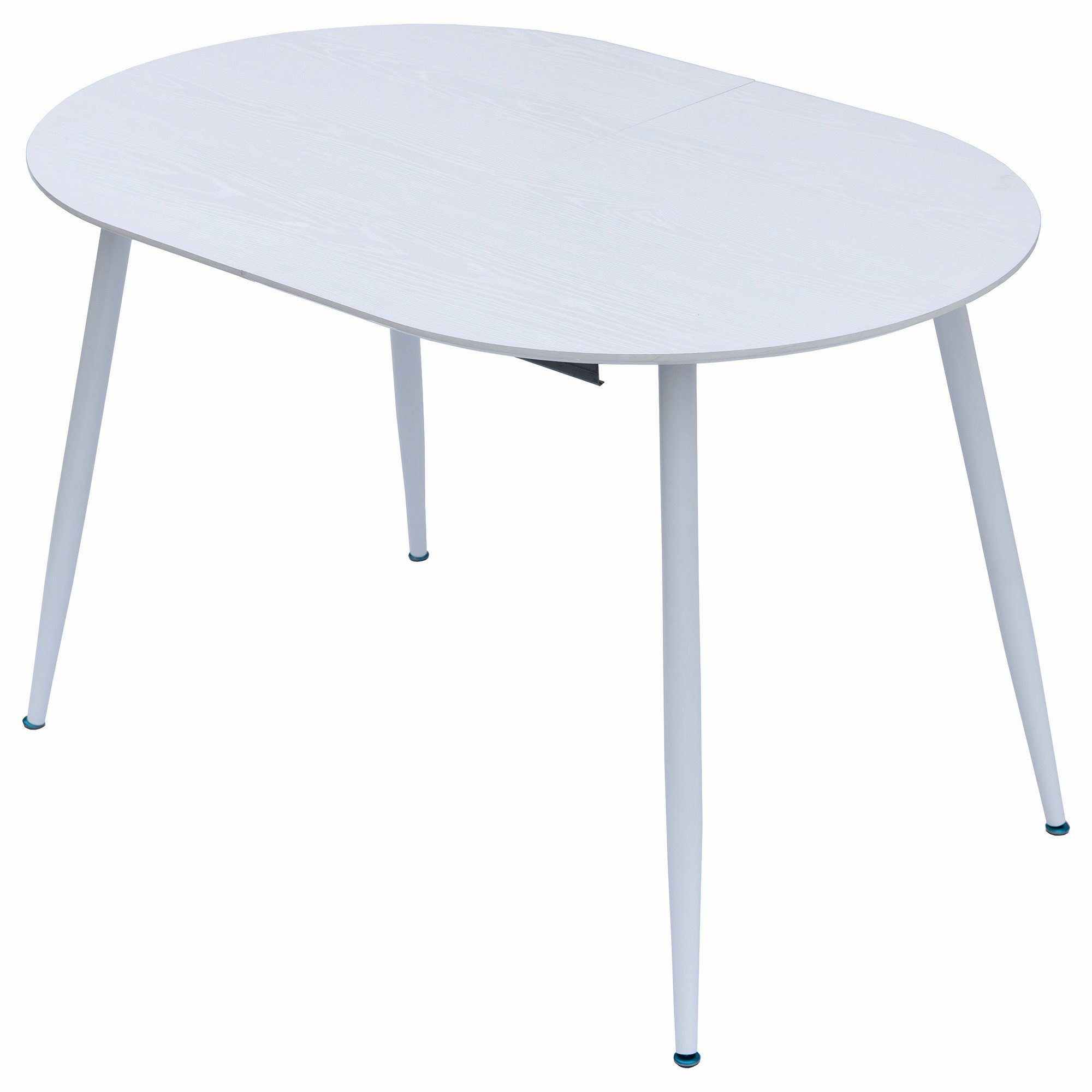 TRISENS Esstisch Rodrigo, Esstisch ausziehbar 120-150-180x80cm 4-10Pers. Ovaler Tisch Holz Optik Weiß