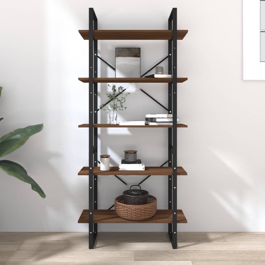 Holzwerkstoff, 1-tlg. Eichen-Optik Bücherregal Fächer Bücherregal vidaXL Eiche 80x30x175 Braune Braun 5